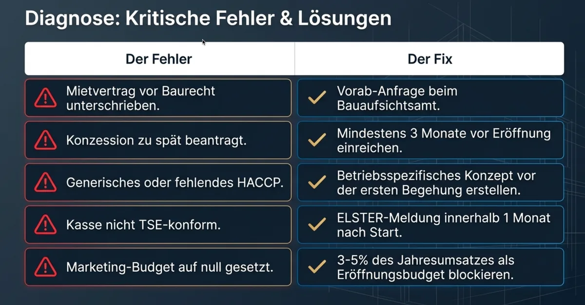 5 häufigste Fehler bei Gastronomie-Gründung und Lösungen