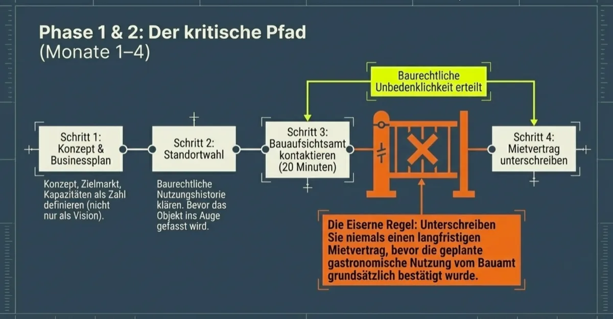 Gastronomie-Gründung Phase 1 und 2 - Kritischer Pfad Monate 1 bis 4