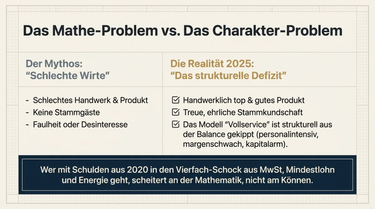 Gastronomie Insolvenz 2025 Mathe-Problem vs Charakter-Problem strukturelles Defizit Vollservice-Gastronomie