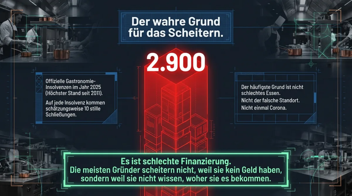 Restaurant-Gründung ohne Eigenkapital: 2.900 Gastro-Insolvenzen 2025 zeigen – schlechte Finanzierung ist der wahre Grund für das Scheitern