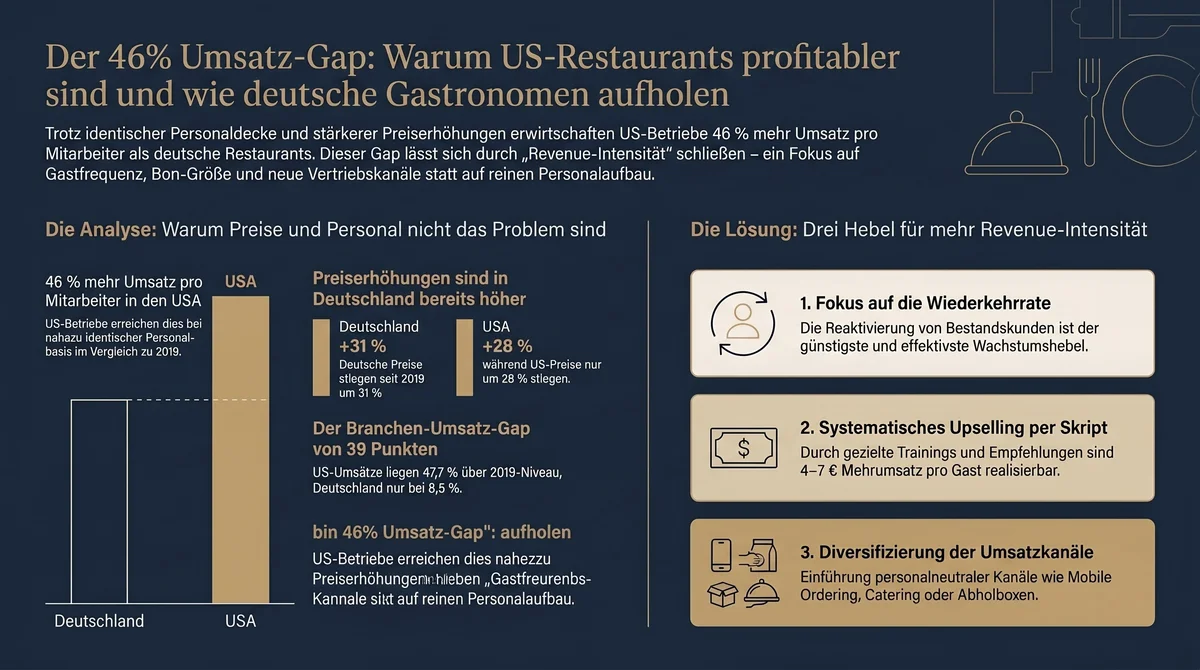 Gastronomie Umsatz Gap Analyse: Warum US-Restaurants profitabler sind und wie deutsche Gastronomen mit Revenue-Intensität aufholen