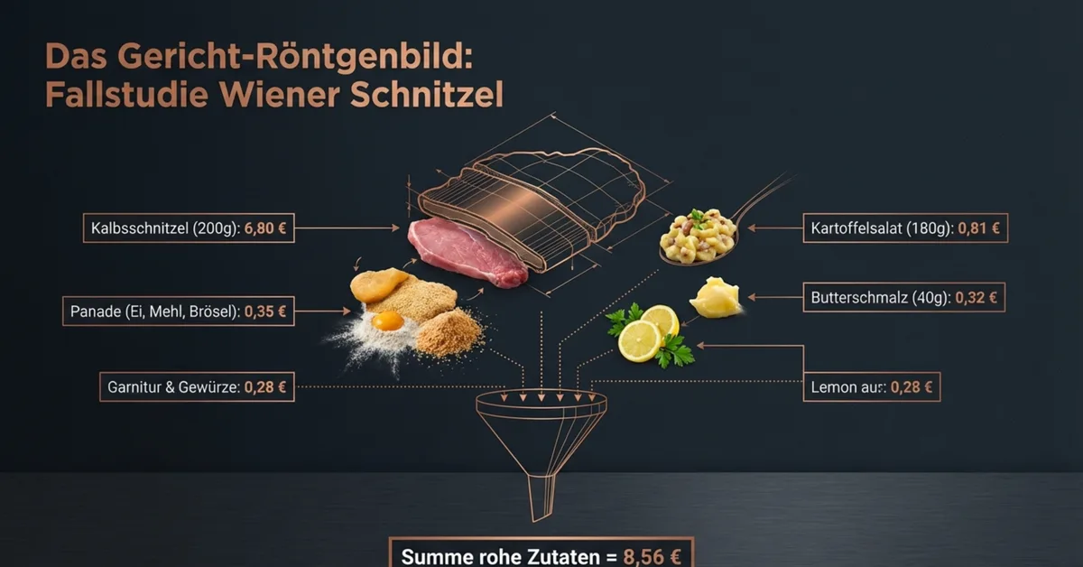 Gericht Kalkulation Schritt für Schritt – Wiener Schnitzel Zutatenkalkulation Röntgenbild