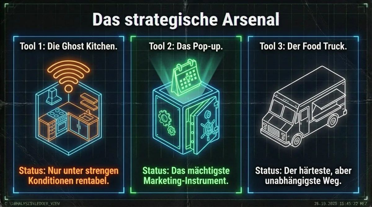 Ghost Kitchen, Pop-up-Restaurant und Food Truck im strategischen Vergleich – drei Formate mit unterschiedlichem Einsatzgebiet