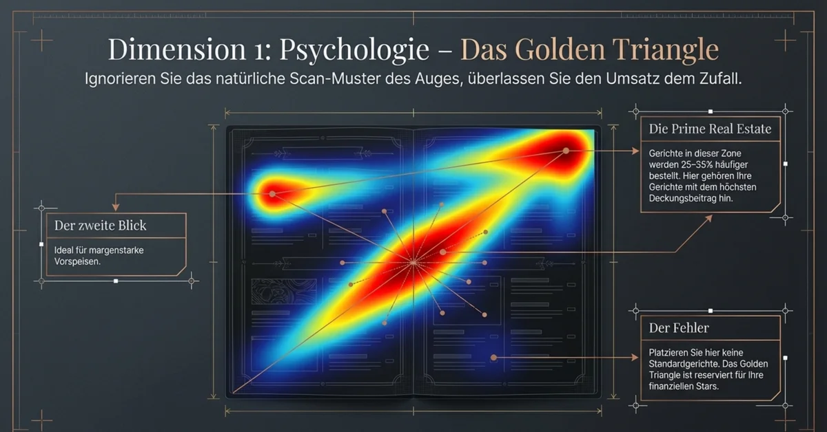 Das Golden Triangle der Speisekarte: Heatmap zeigt die Prime Real Estate — Gerichte in Mitte und oben rechts werden 25-35% häufiger bestellt