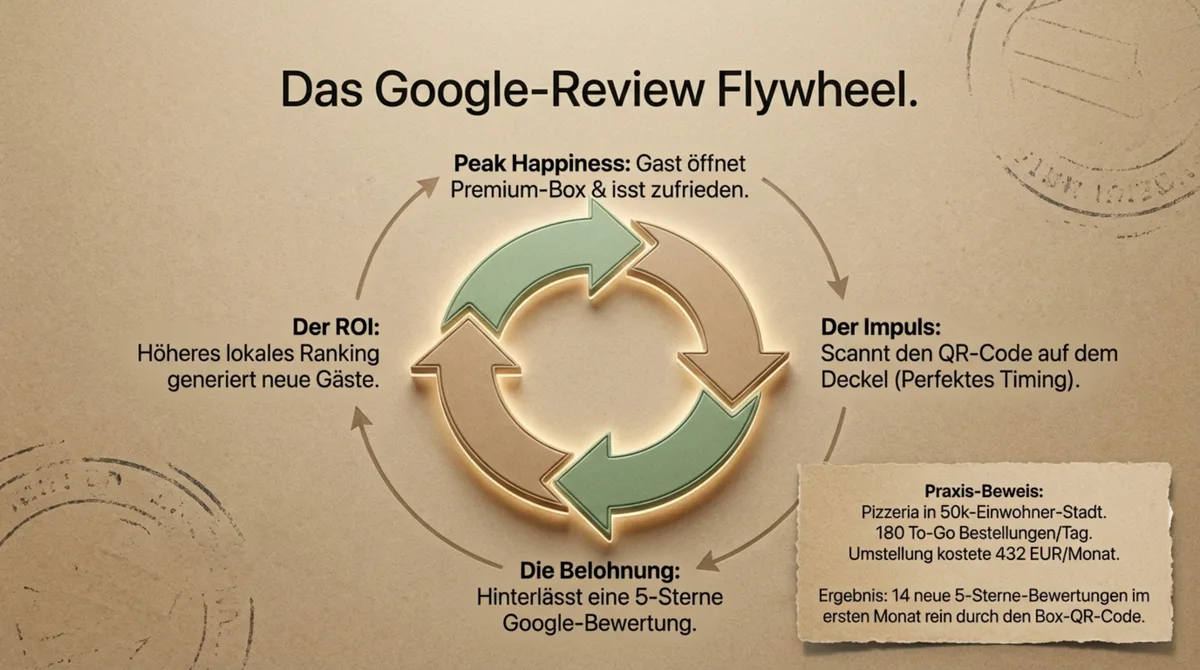 Google-Review-Flywheel durch nachhaltige Verpackung: Premium-Box führt zu 5-Sterne-Bewertungen und höherem lokalem Ranking