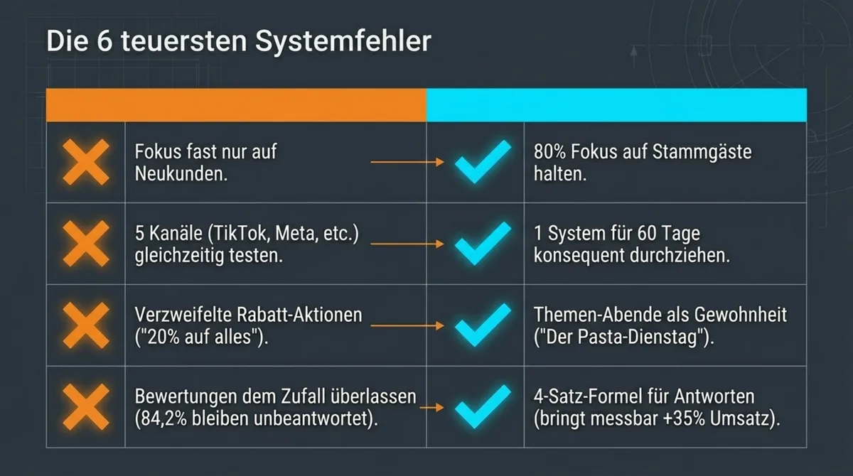 Die 6 teuersten Systemfehler im Restaurant-Marketing