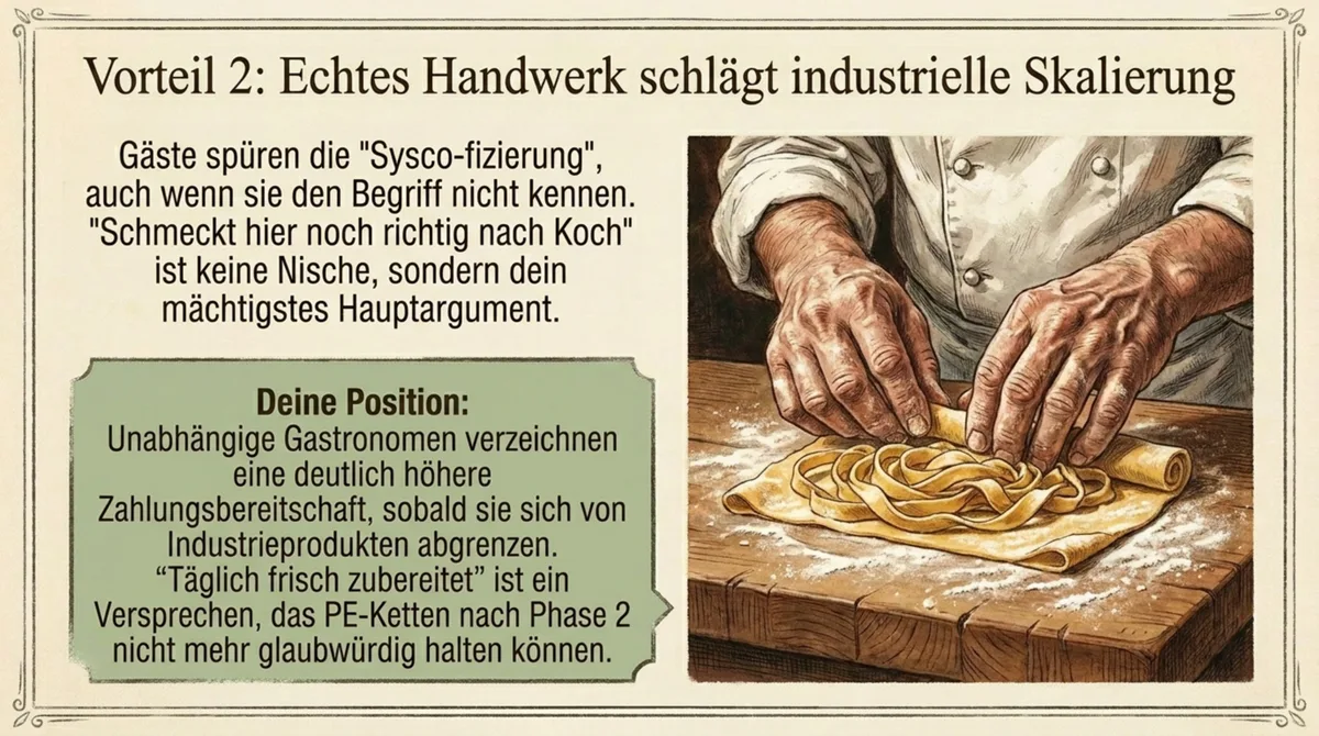 Handwerkliche Küche als Wettbewerbsvorteil: frische Pasta, echtes Handwerk gegen industrielle Skalierung