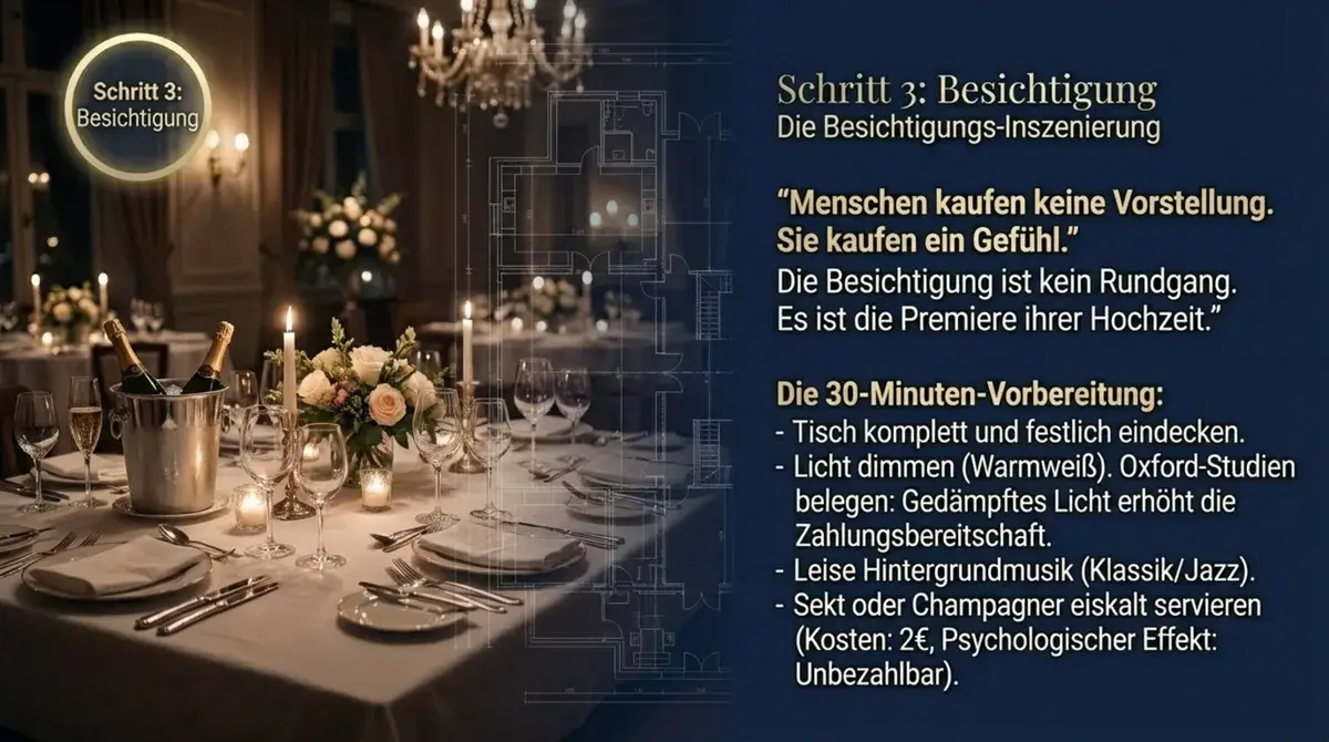 Hochzeits-Besichtigung im Restaurant inszenieren: Die 30-Minuten-Vorbereitung