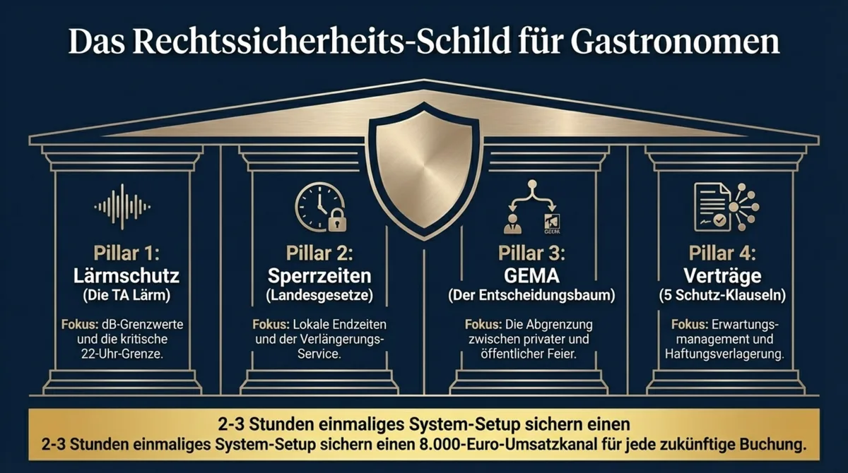 Hochzeitsfeier im Restaurant – Praxisguide für Rechtssicherheit: Lärmschutz, Sperrzeiten, GEMA und Vertragsklauseln im Überblick