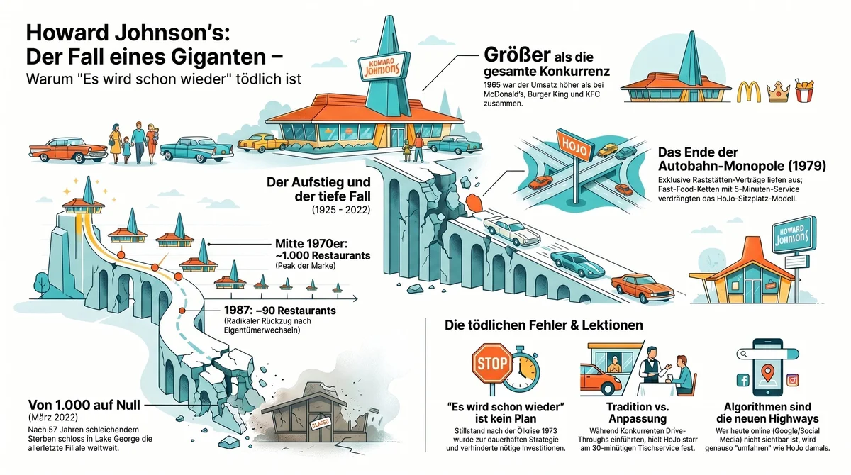 Howard Johnson's: Infografik zeigt Aufstieg und Niedergang der größten US-Restaurantkette