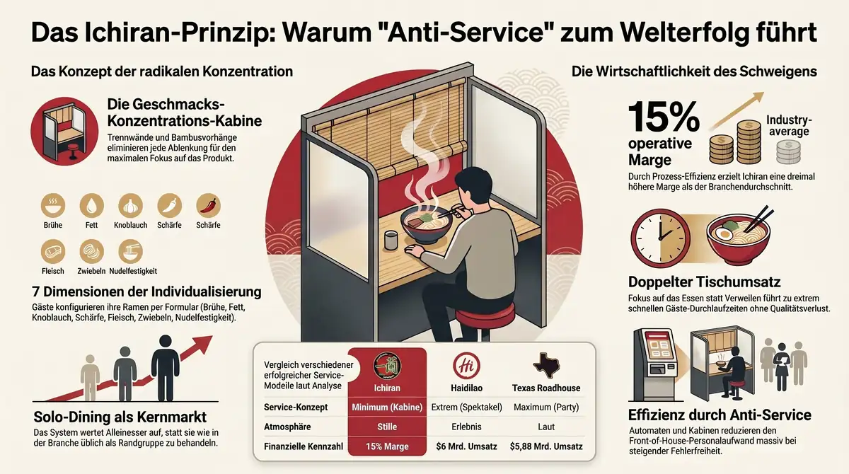 Das Ichiran-Prinzip – Infografik: Wie Anti-Service zum Welterfolg führt, wirtschaftliche Kennzahlen im Überblick