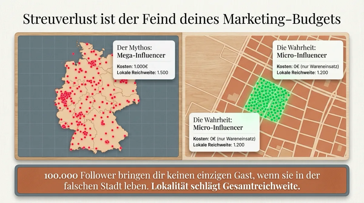 Streuverlust bei Mega-Influencern vs. lokale Reichweite bei Micro-Influencern: Deutschlandkarte zeigt warum 1.000 lokale Follower mehr wert sind als 100.000 nationale