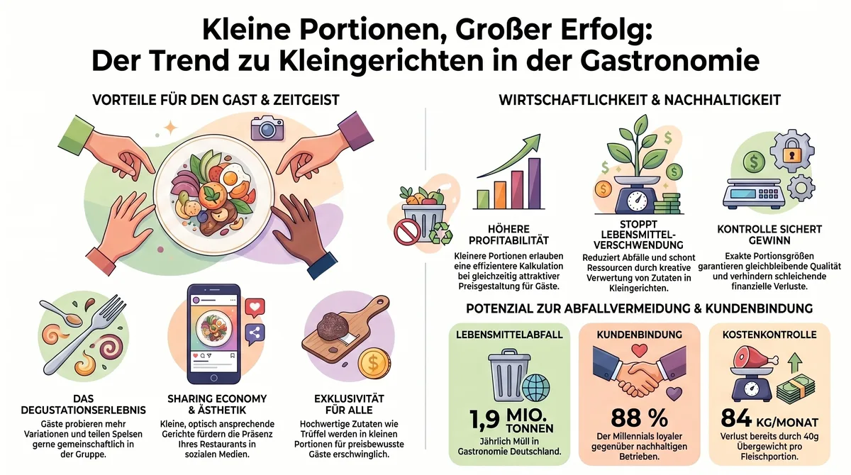 Infografik: Kleine Portionen, Großer Erfolg – Vorteile und Zahlen zum Kleingerichte-Trend in der Gastronomie