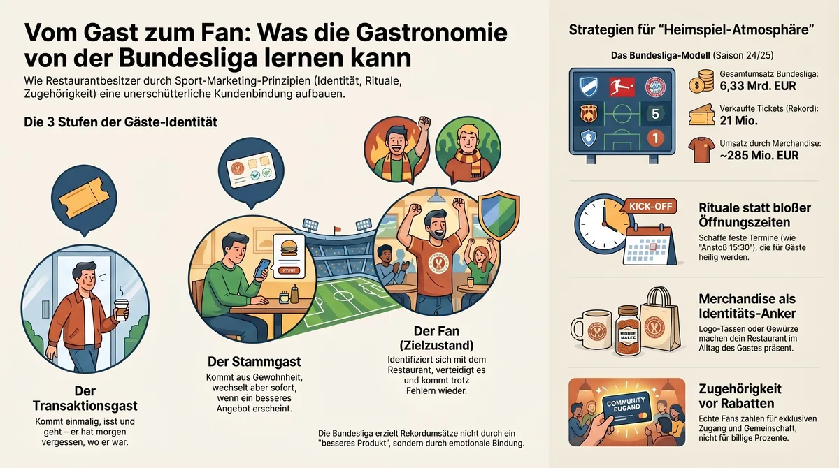 Infografik: Was Restaurants von der Bundesliga lernen können - Fan-Bindung, Rituale, Merchandise und Community Building