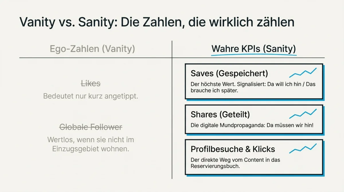 Instagram KPIs Restaurant: Vanity-Zahlen versus Umsatz-Metriken Saves Shares Profilbesuche