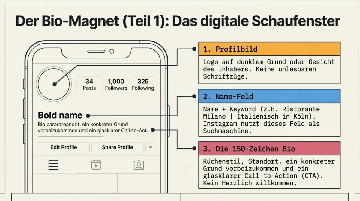 Instagram Profil Bio-Magnet Optimierung für Restaurants: 6 Elemente