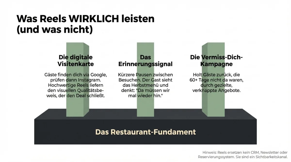 Die 3 Funktionen von Instagram Reels für Restaurants: Visitenkarte, Erinnerungssignal, Reaktivierung