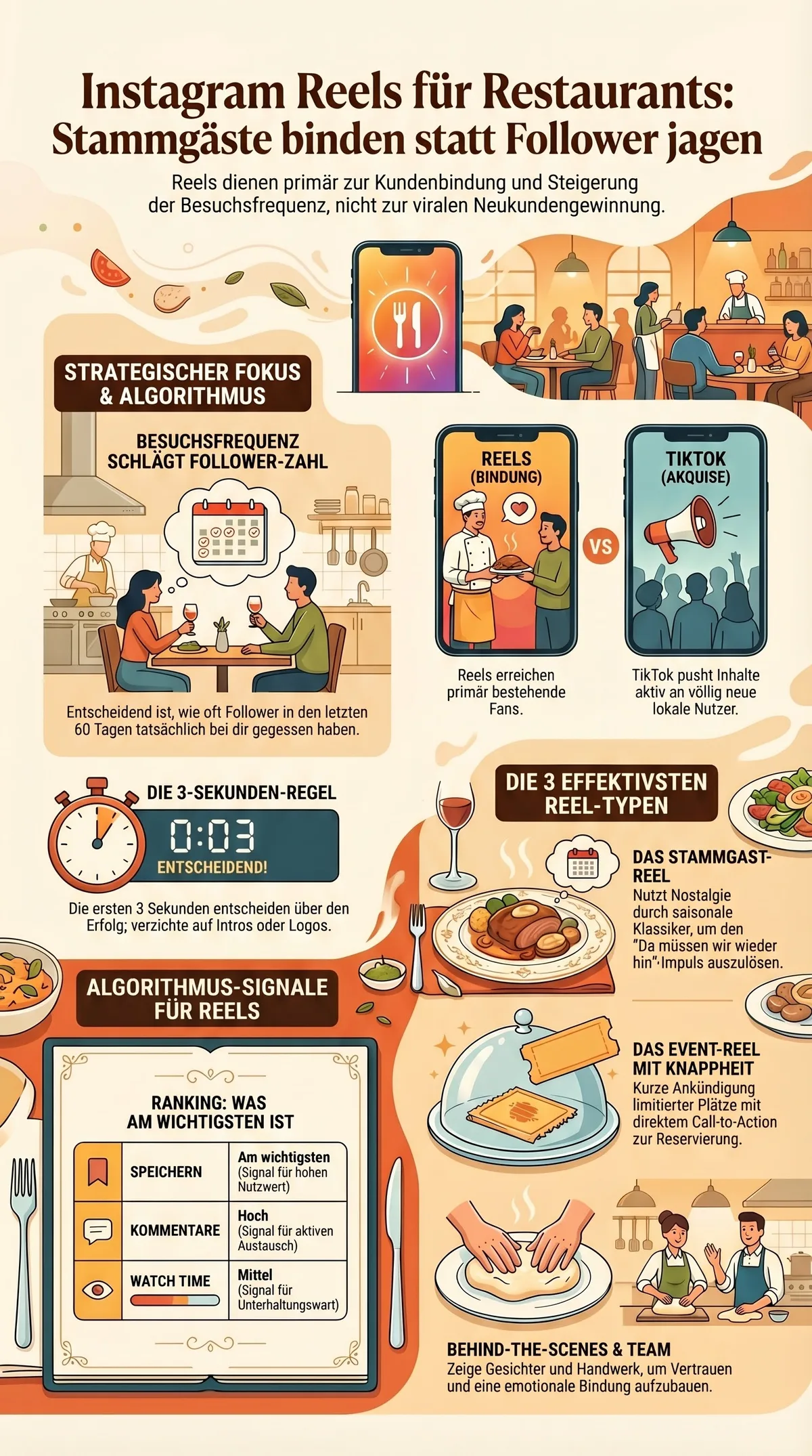 Infografik: Instagram Reels für Restaurants – Stammgäste binden statt Follower jagen