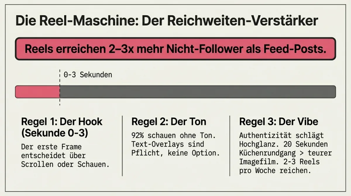 Instagram Reels Restaurant Reichweite: Die 3-Sekunden-Regel und Produktions-Tipps
