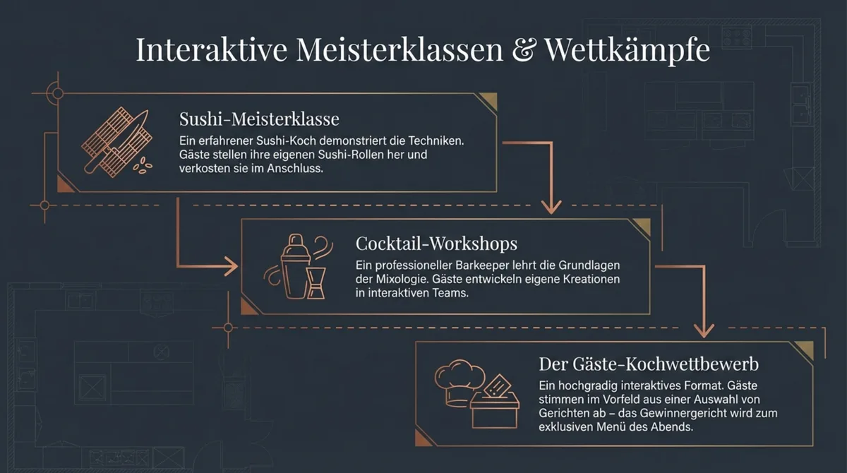 Interaktive Meisterklassen im Restaurant: Sushi-Kurs, Cocktail-Workshop und Gäste-Kochwettbewerb