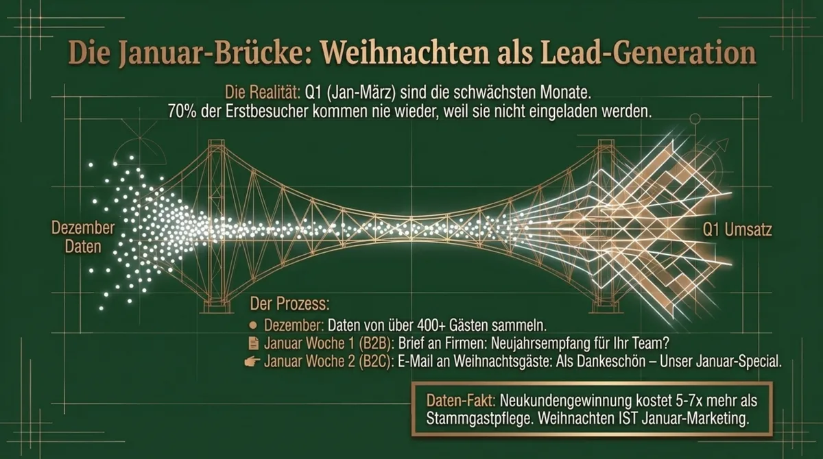 Januar-Brücke Restaurant: Weihnachtsgäste zu Stammgästen machen durch systematisches Nachfassen im Januar