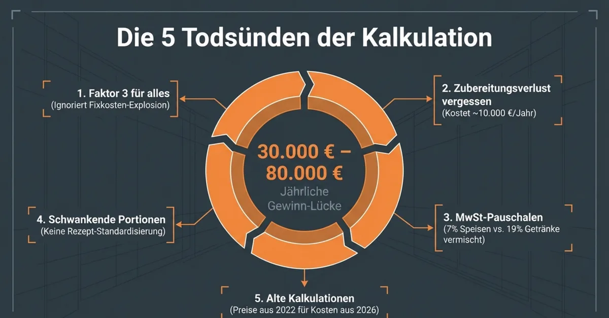 Kalkulationsfehler Restaurant – 5 Todsünden der Kalkulation mit Gewinn-Lücke von 30.000 bis 80.000 Euro