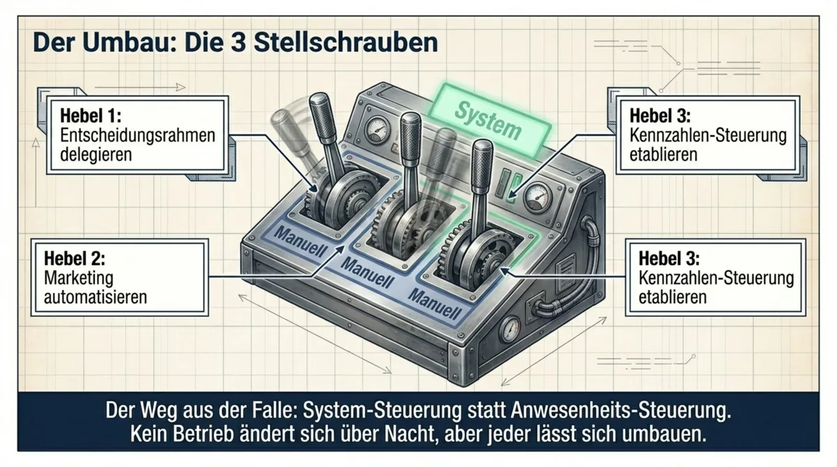 Diagnose-Matrix: Kaputtes Inhaber-fokussiertes System vs. skalierbares Regel-basiertes System in der Gastronomie