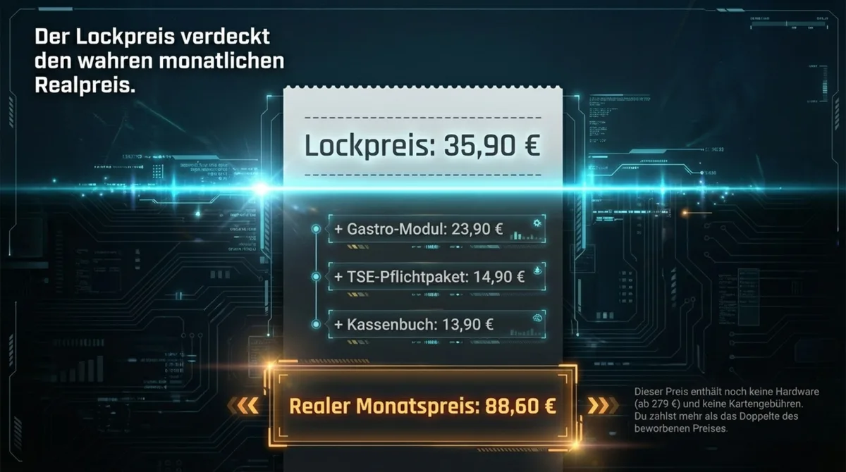 Lockpreis versus realer Monatspreis: Kassensystem Rechnung zeigt Sprung von 35,90 auf 88,60 Euro
