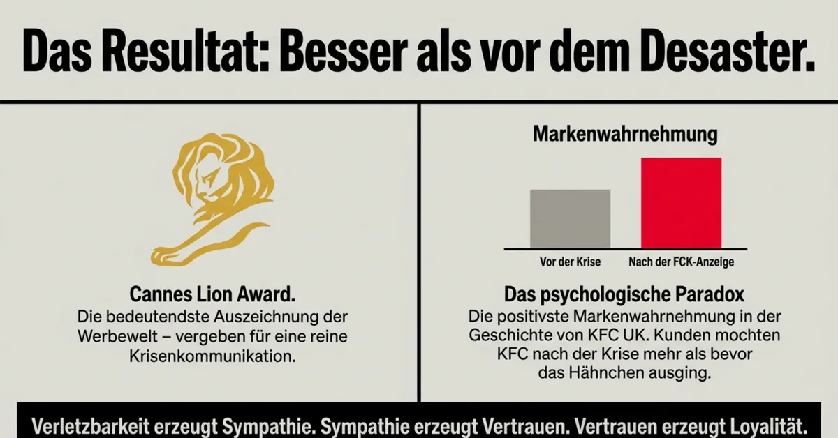 KFC Cannes Lion Award: Markenwahrnehmung nach der FCK-Krise höher als zuvor – das psychologische Paradox