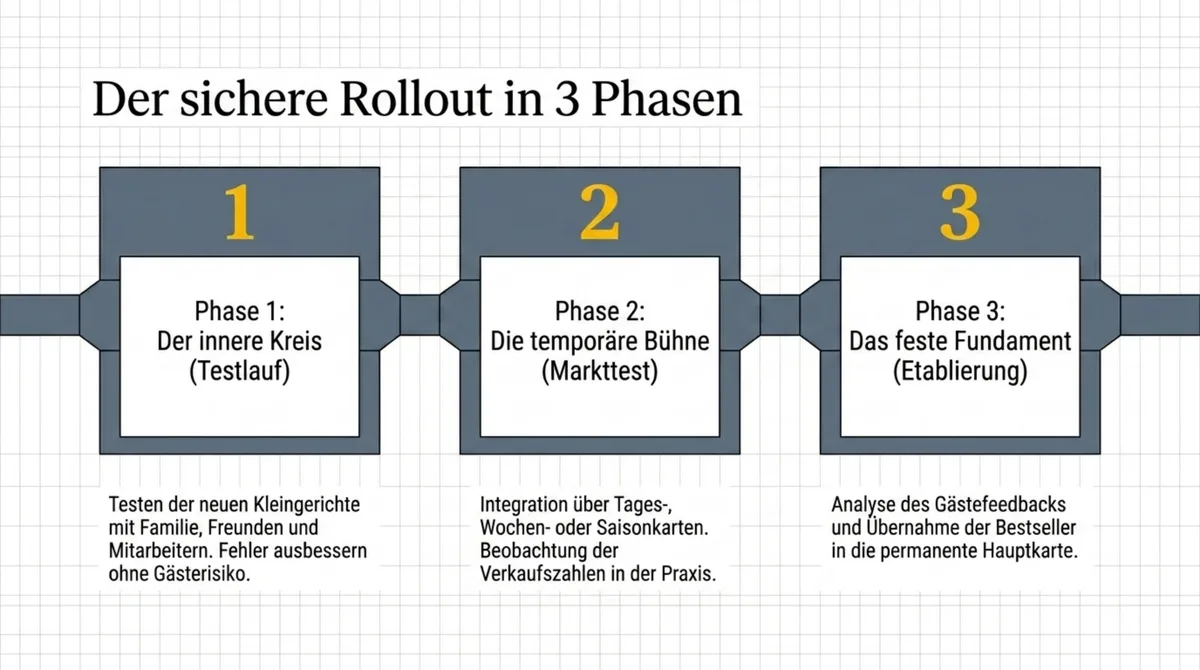 Kleingerichte im Restaurant einführen – sicherer Rollout in 3 Phasen: Testlauf, Marktest, Etablierung