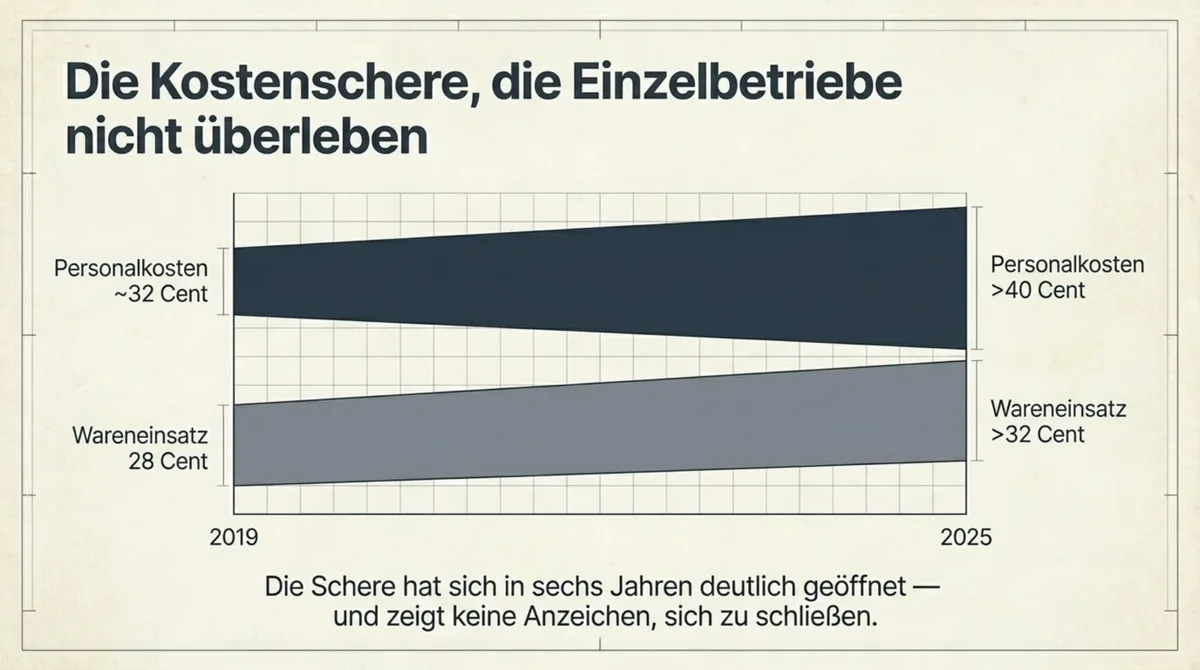 Kostenschere Gastronomie 2019–2025: Personalkosten und Wareneinsatz steigen kontinuierlich