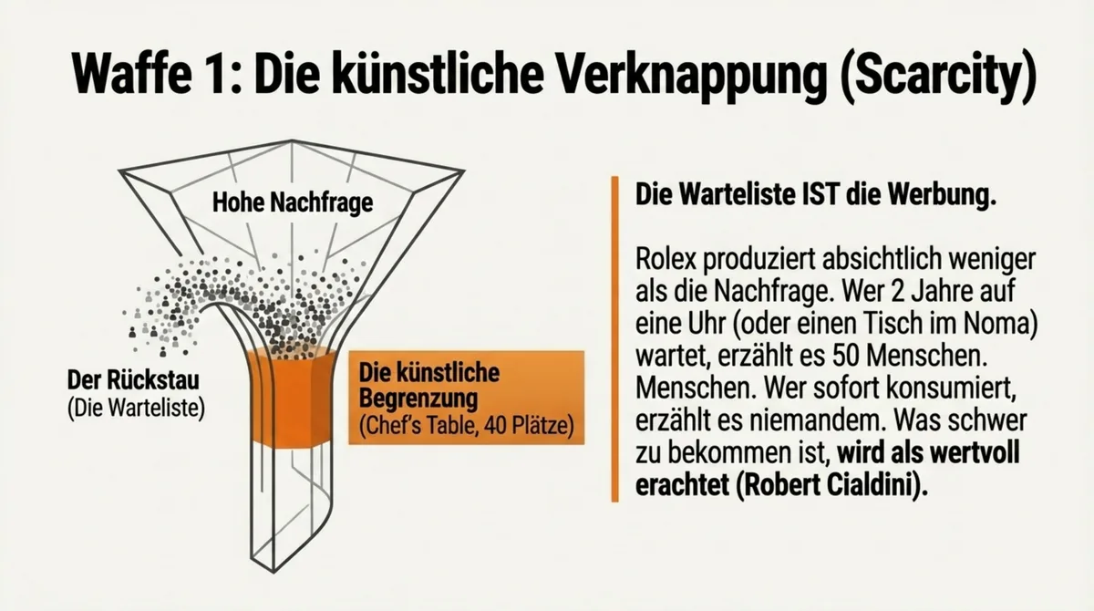 Künstliche Verknappung im Restaurant: Trichter-Prinzip mit hoher Nachfrage und begrenzter Kapazität