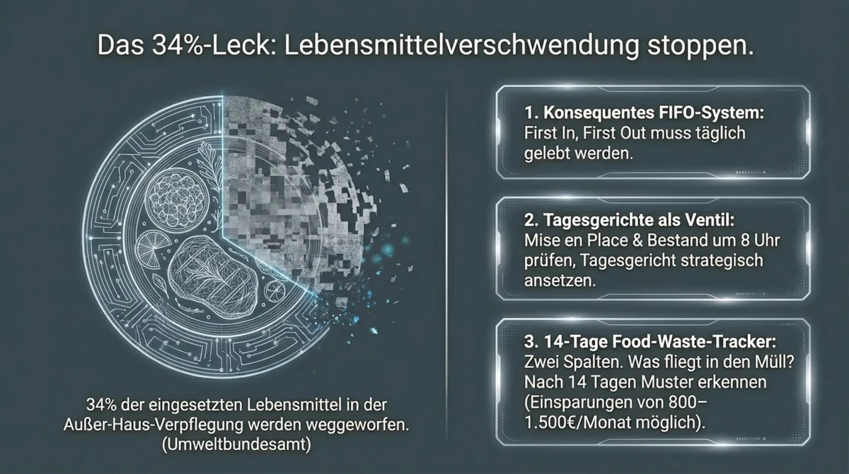 34% Lebensmittelverschwendung in der Außer-Haus-Verpflegung: FIFO-System, 8-Uhr-Kontrolle und Food-Waste-Tracking als Gegenmittel