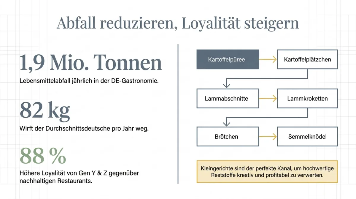 Lebensmittelverschwendung in der Gastronomie reduzieren durch Kleingerichte – 1,9 Mio. Tonnen und 88 % Millennial-Loyalität