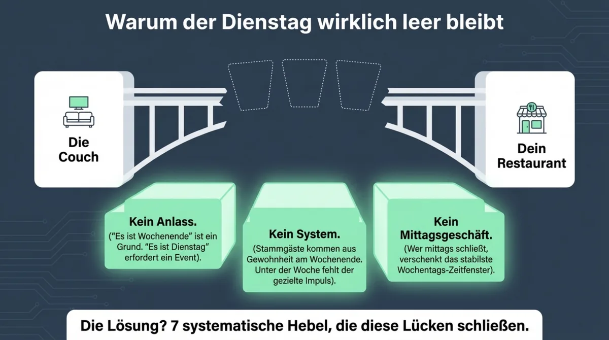 Warum der Dienstag leer bleibt – 3 Diagnose-Gründe für Gastronomen