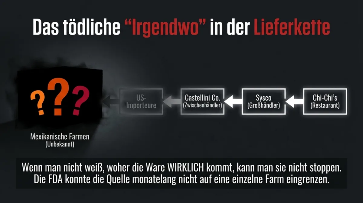 Lieferkette Transparenz Restaurant – unbekannte Herkunft über mexikanische Farmen bis zum Tisch