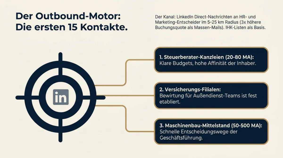 Outbound-Motor für Firmenkunden – LinkedIn-Akquise mit drei Zielkunden-Segmenten
