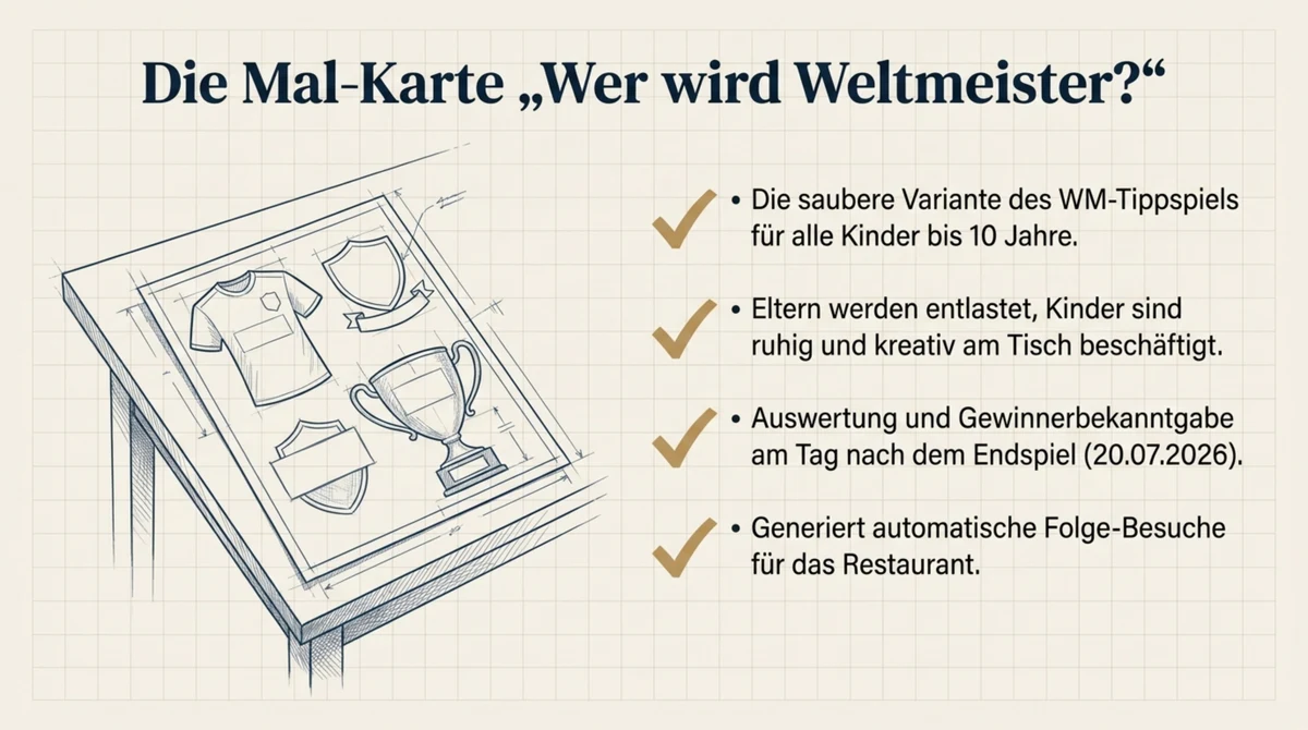 Mal-Karte Wer wird Weltmeister – BGB-konforme Tippspiel-Variante für Kinder ohne Glücksspiel-Risiko nach Paragraph 661a BGB