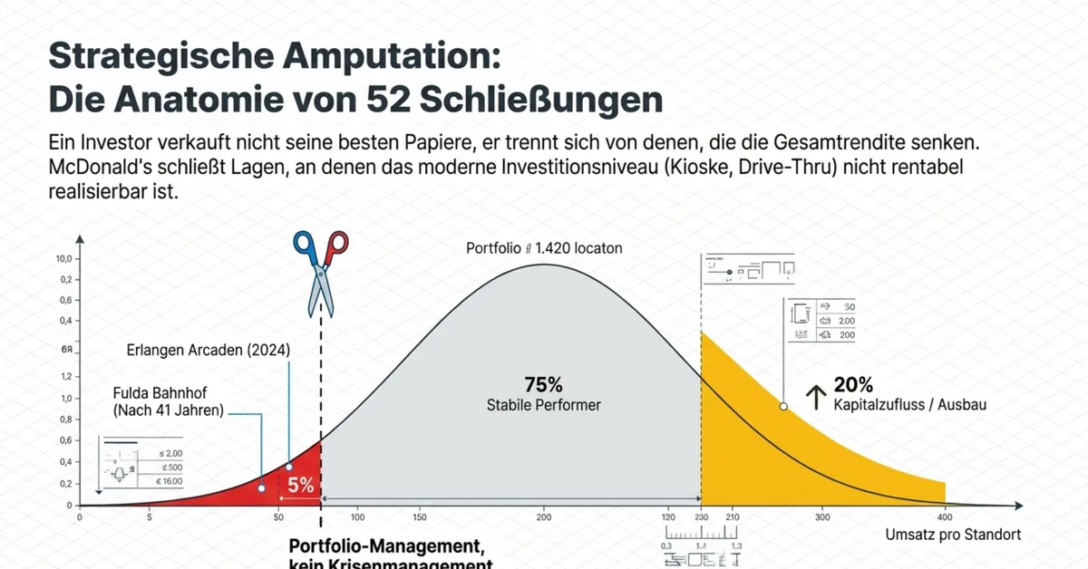 McDonald's 52 Schließungen Anatomie: Portfolio-Management als Glockenkurve – schwache Standorte bereinigt, Kapital in produktive Lagen umgeleitet