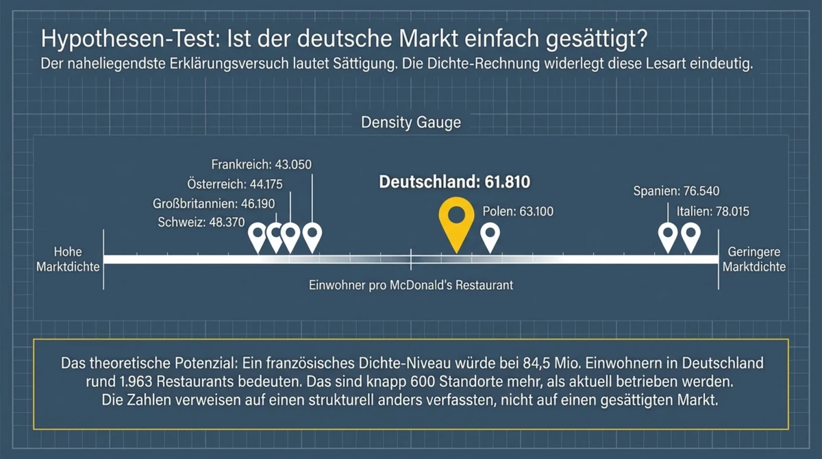 Dichte-Vergleich McDonald's Europa: 43.050 Einwohner pro Restaurant in Frankreich, 61.810 in Deutschland