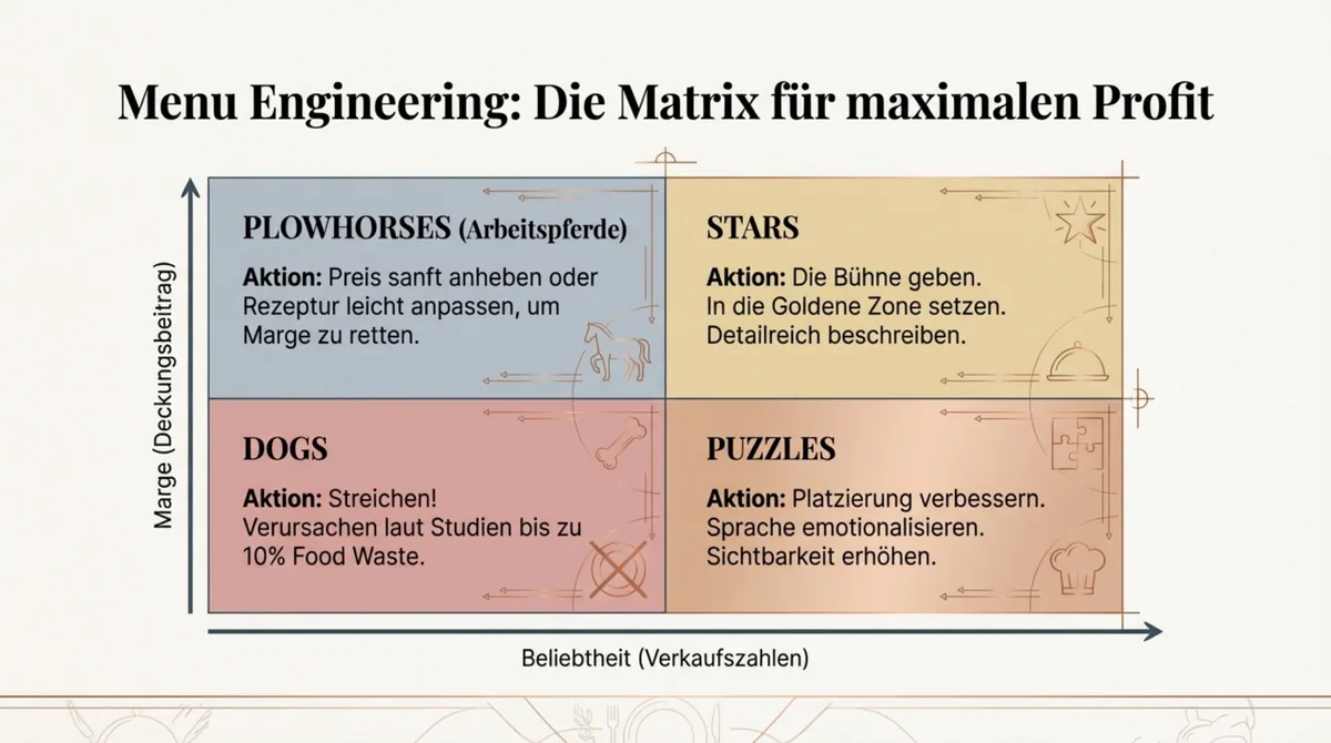 Menu Engineering Matrix: Stars, Plowhorses, Puzzles und Dogs im Restaurant