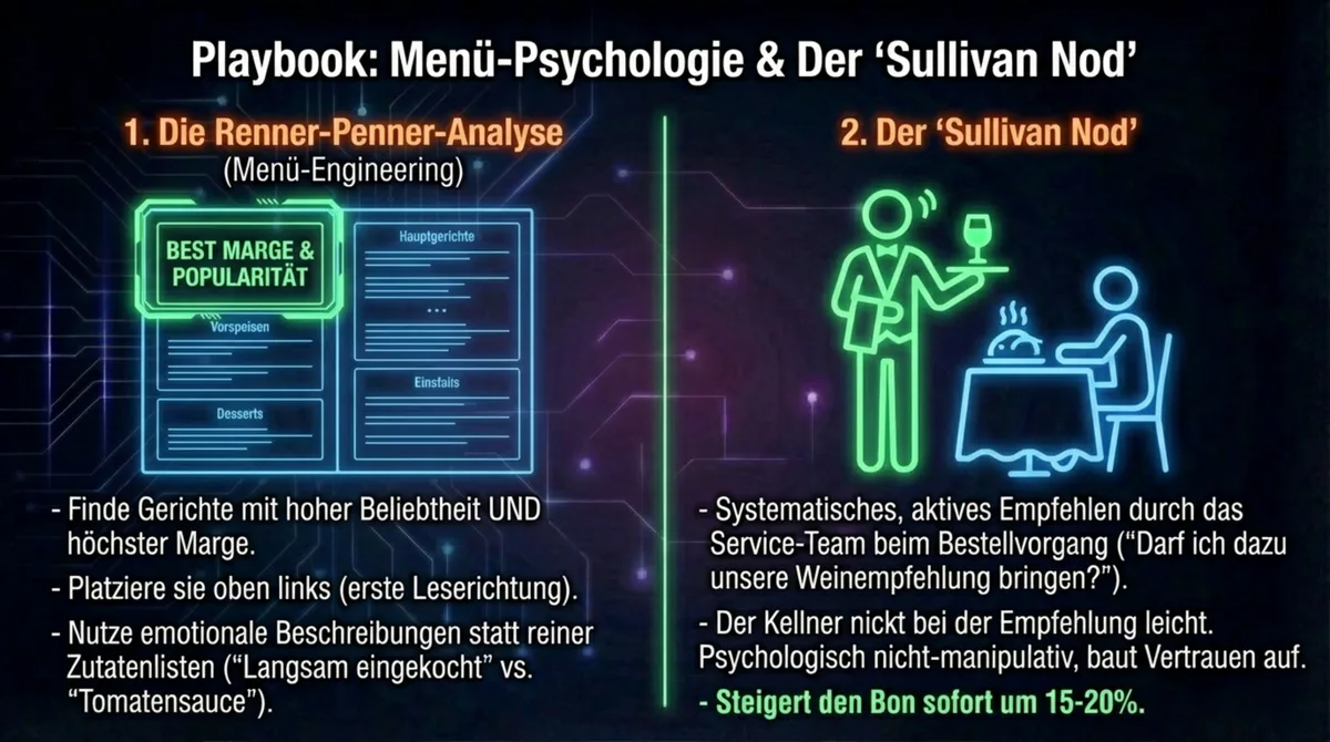 Speisekarten-Psychologie und Sullivan Nod: Menue-Engineering und aktives Empfehlen steigern den Bon