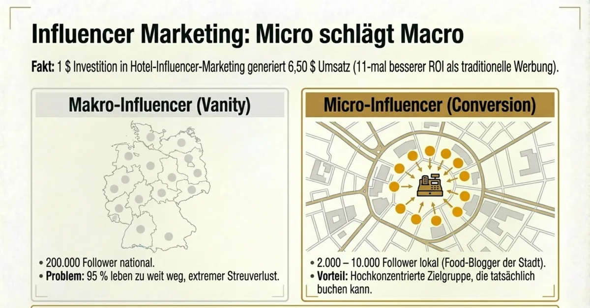 Micro-Influencer versus Makro-Influencer im Hotel- und Restaurant-Marketing: lokale Reichweite gegen nationalen Streuverlust