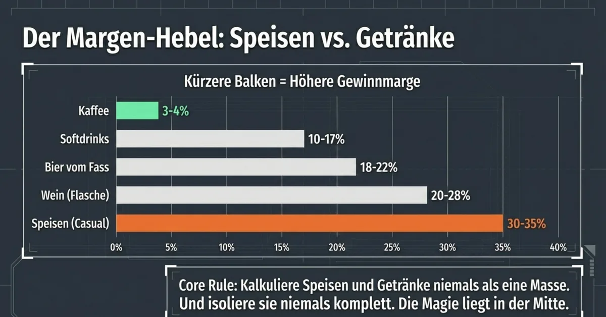 Mischkalkulation Speisen Getränke Margen Restaurant – Kaffee 3 Prozent vs. Speisen 30 Prozent Wareneinsatz