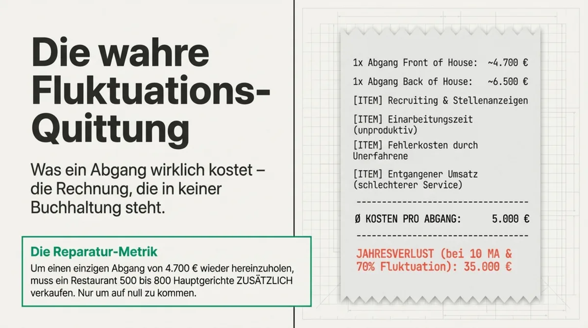 Die wahre Fluktuations-Quittung: 5.000 Euro Kosten pro Mitarbeiter-Abgang und 35.000 Euro Jahresverlust
