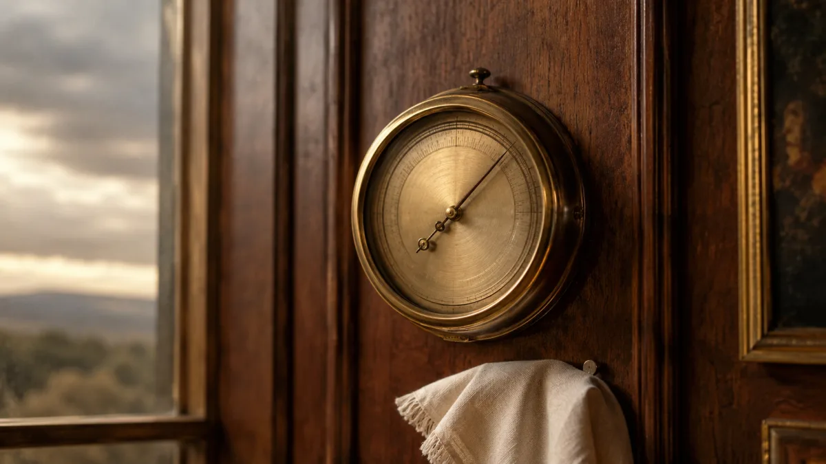Messing-Barometer-Nadel als Symbol für Pre-Quit-Signale und Identitäts-Bindung im Halten-System