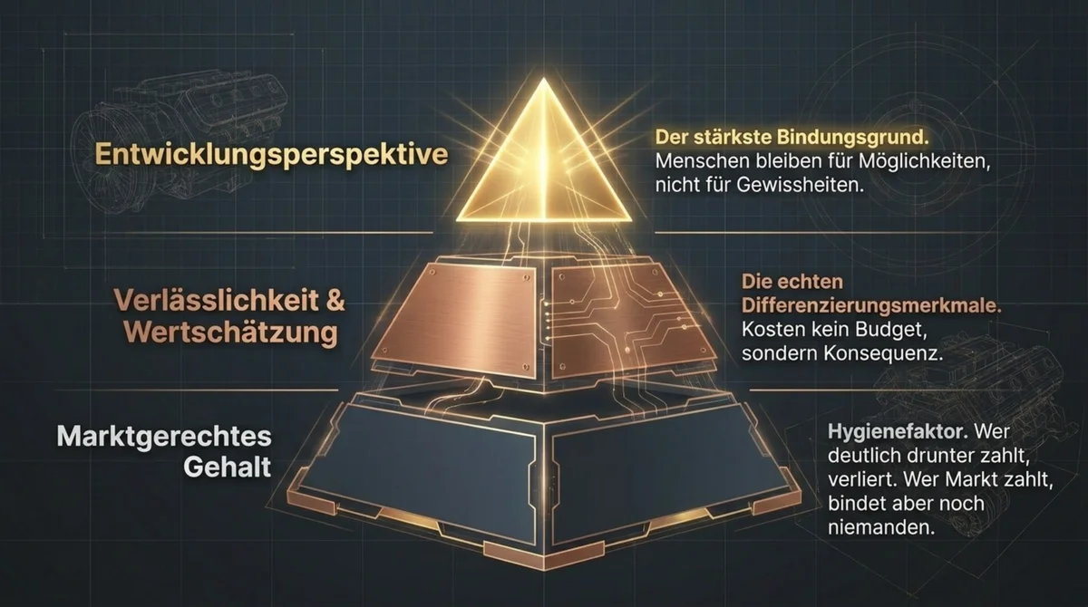 Mitarbeiterbindung in der Gastronomie: Pyramide aus Verlässlichkeit, Wertschätzung und Entwicklungsperspektive