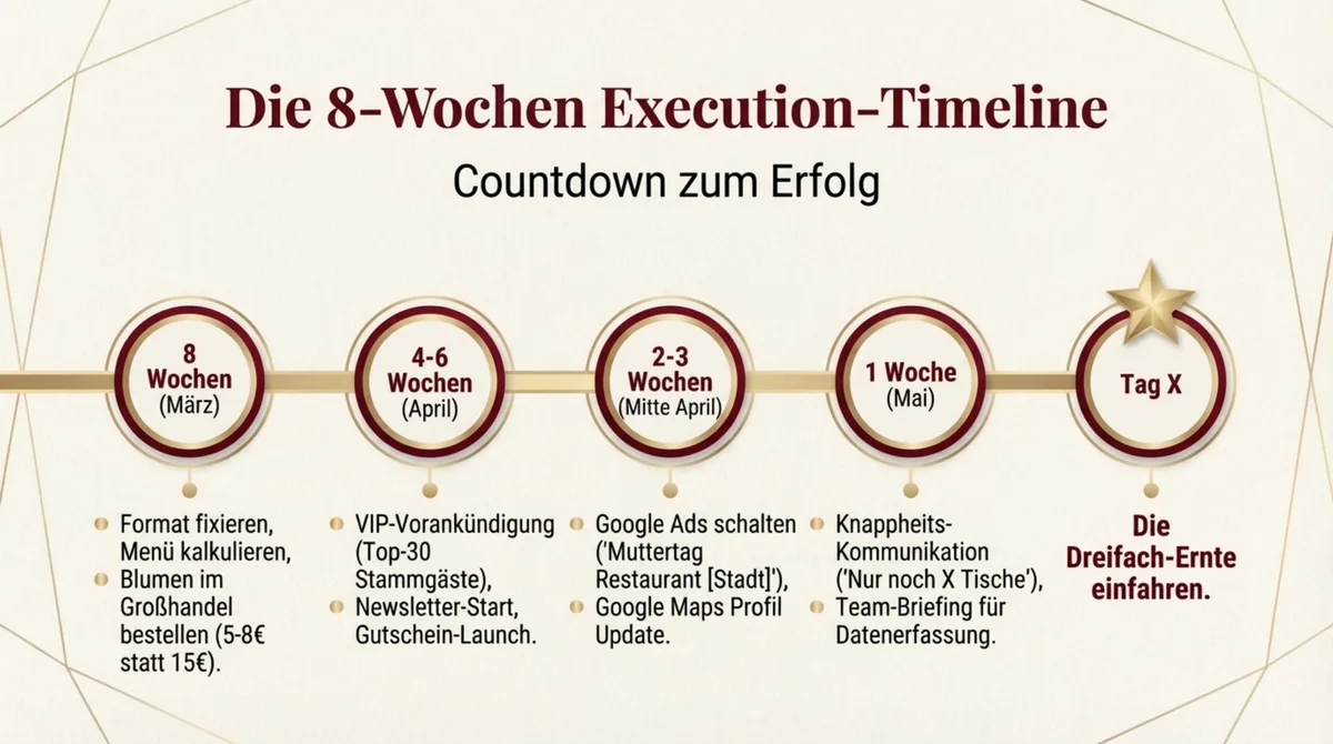 Muttertag Marketing Timeline Restaurant – 8-Wochen-Countdown von März bis Tag X