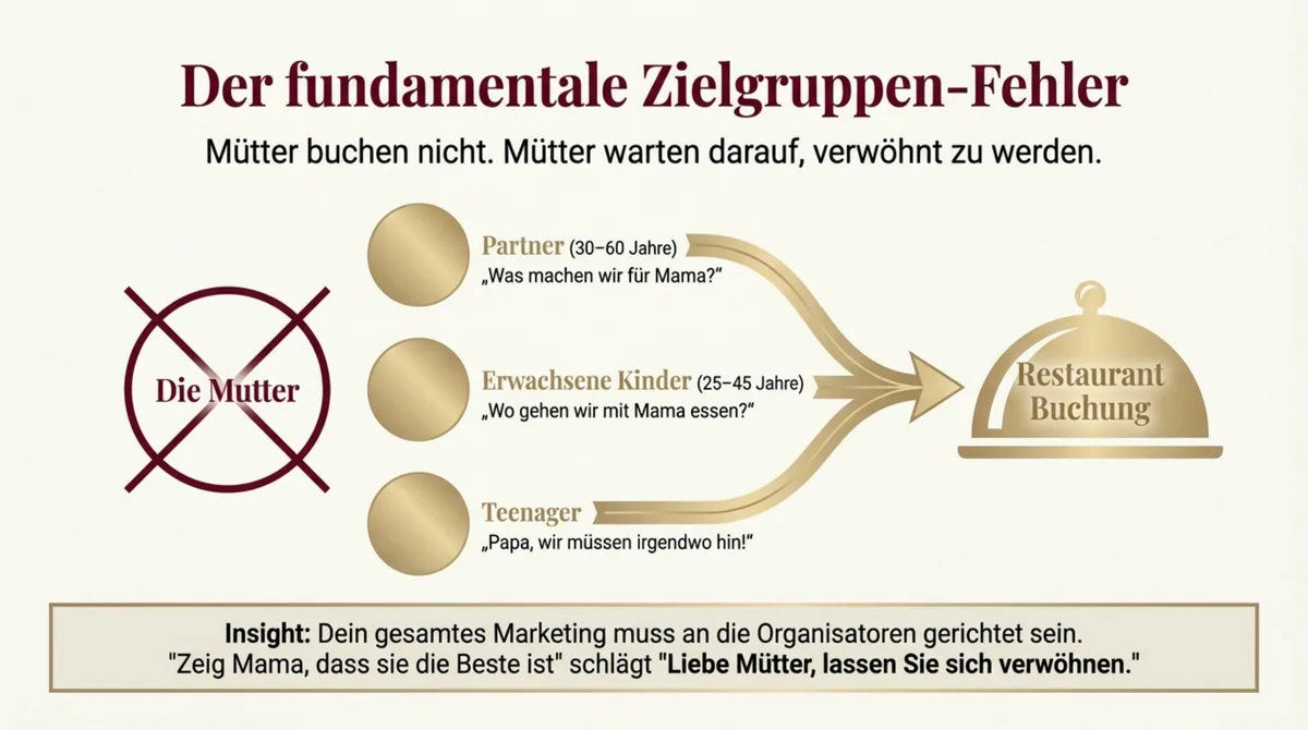 Muttertag Zielgruppe Restaurant – Partner und Kinder treffen die Buchungsentscheidung, nicht die Mutter
