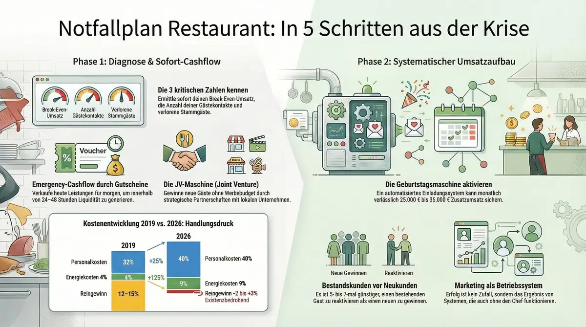 Notfallplan Restaurant: 5 Schritte aus der Krise – Überblick aller Hebel